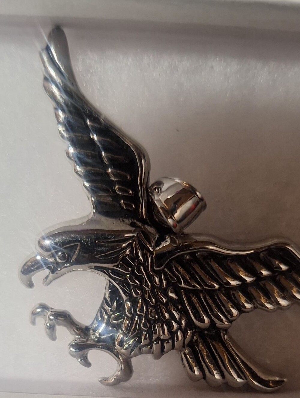 Vintage Silver Tone Flying Eagle Pendant Charm - Picture 6 of 6